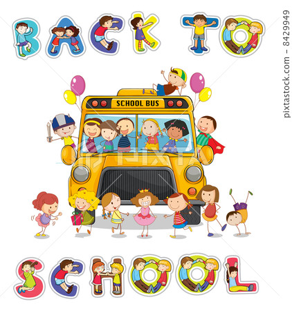 school bus and english word back to school 8429949