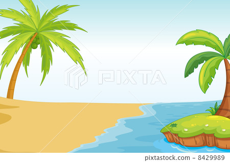 palmand coconut tree on sea shore palmand coconut tree on sea shore 8429989