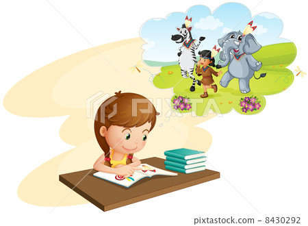 Girl doing homework Girl doing homework 8430292