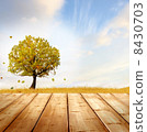 autumn background  with wooden planks 8430703