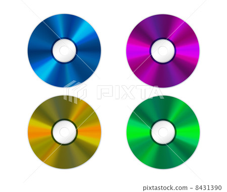 Illustration of four colored Compact Discs 8431390