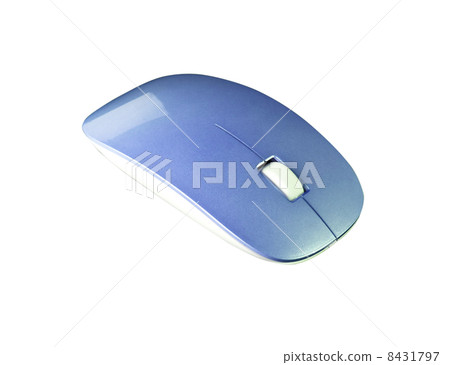 blue modern wireless computer mouse on white background blue modern wireless computer mouse on white background 8431797