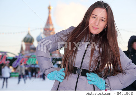 Smiling girl at GUM-Skating rink on Red Square in Moscow, Russia 8431968