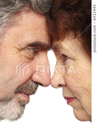 senior woman, man face to face, isolated senior woman, man face to face, isolated 8432445