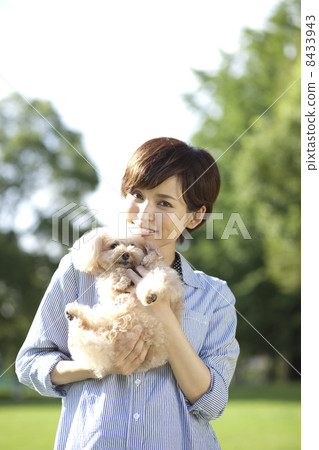 女性和玩具貴賓犬 女性和玩具貴賓犬 8433943