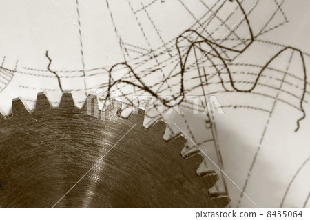 Steel cogwheel on drawing 8435064