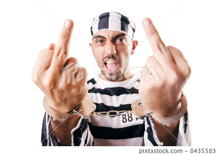 Convict criminal in striped uniform 8435583