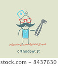 orthodontist with a tool for pulling a tooth 8437630