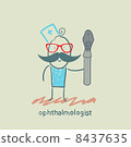 ophthalmologist with a device for eye tests 8437635