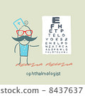 ophthalmologist near the table with the letters 8437637