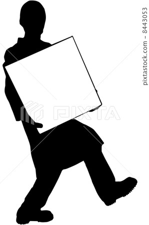 Vector silhouette - man carries a white box Vector silhouette - man carries a white box 8443053