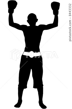 Boxer winner exults - vector silhouette 8443332