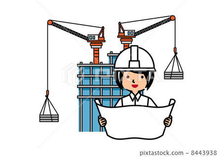 現場監督和施工現場 插圖素材 圖庫