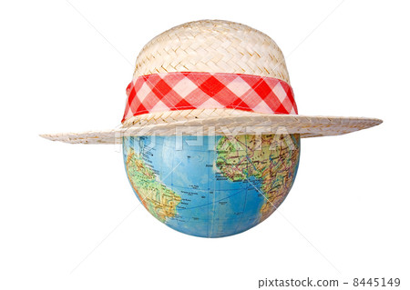 globe in straw hat globe in straw hat 8445149