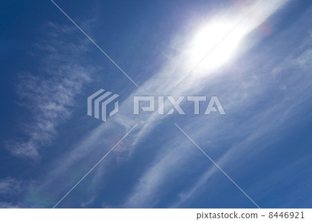 Bright azure sky with clouds and sun Bright azure sky with clouds and sun 8446921
