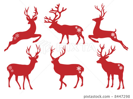 Christmas deer stag silhouettes, vector set 8447298