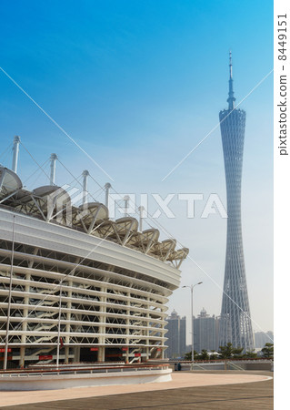 GUANGZHOU - NOV 23: Asian Games stadium and Guangzhou Tower on H GUANGZHOU - NOV 23: Asian Games stadium and Guangzhou Tower on H 8449151