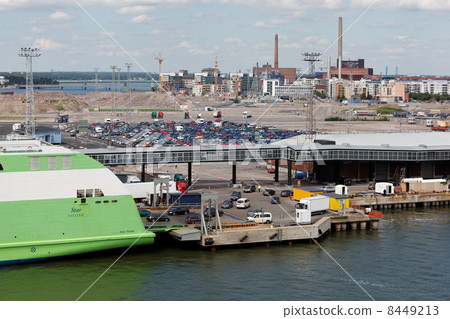 HELSINKI - JULY 20: Loading of cars onto ferry Star in Helsinki 8449213
