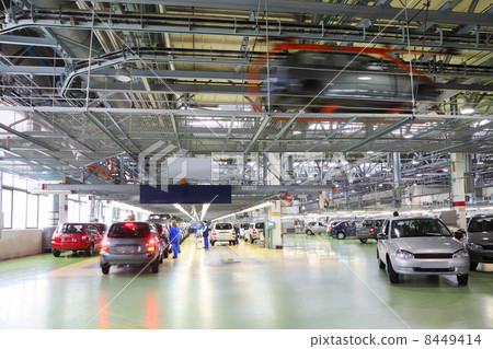TOGLIATTI - SEPTEMBER 30: Workshop with new Lada Kalina cars and TOGLIATTI - SEPTEMBER 30: Workshop with new Lada Kalina cars and 8449414