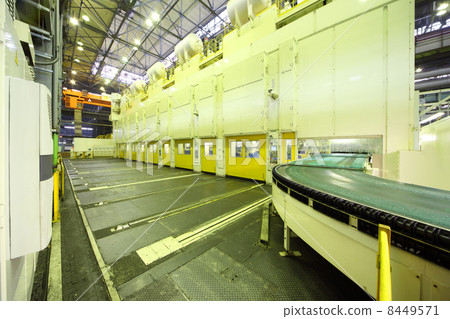 TOGLIATTI - SEPTEMBER 30: Workshop with empty stamping line at A TOGLIATTI - SEPTEMBER 30: Workshop with empty stamping line at A 8449571