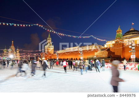 MOSCOW - JANUARY 25: People at GUM-Skating rink on Red Square is 8449976