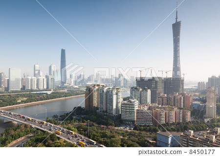 Panorama of Guangzhou in daytime, Zhujiang New Town. 8450177