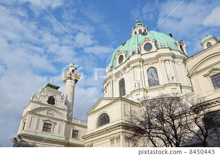 tree near St. Charles church in Vienna, Austria tree near St. Charles church in Vienna, Austria 8450443