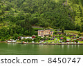 GEIRANGER - JUNE 26: Grande Fjord Hotel in small coastal village 8450747