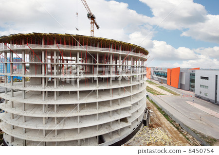 MOSCOW - SEP 22: Business center under construction in Sheremety MOSCOW - SEP 22: Business center under construction in Sheremety 8450754
