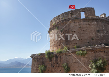 Turkish flag over the old tower 8454899