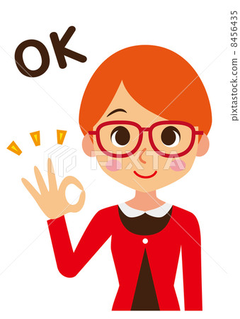戴著OK眼鏡的快捷方式的女人 8456435