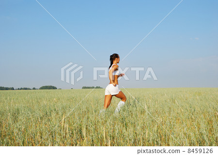 Morning jogging on field 8459126