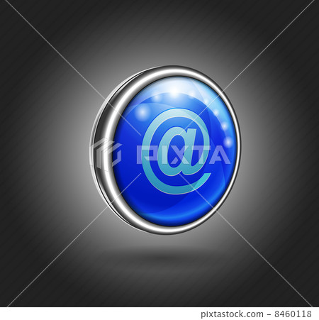 3d icon blue glass with metal shell, email 3d icon blue glass with metal shell, email 8460118