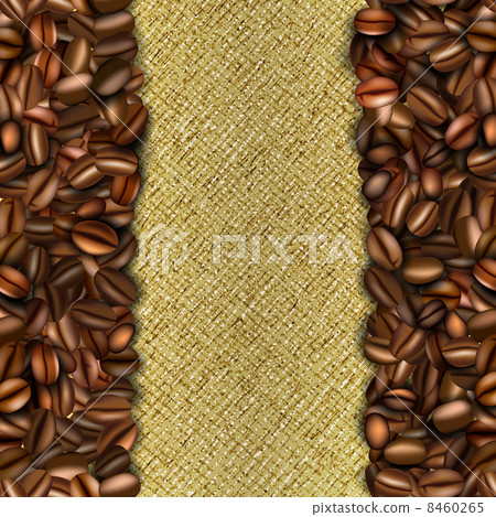 Burlap background with coffee beans 8460265