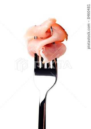 Prosciutto on fork 8460481