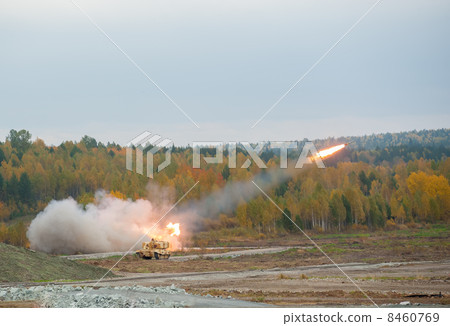 Rocket launch by TOS-1A system 8460769