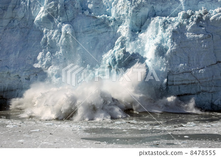 Tidewater glacier calving into coastal ocean Alaska 8478555