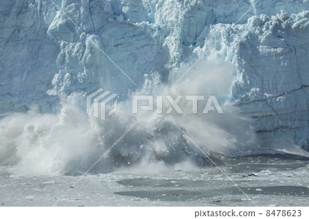Glacier tidewater calving into ocean Glacier Bay Alaska 8478623