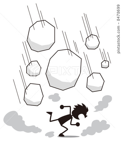 A man escaping from the fall of the rock 8478699