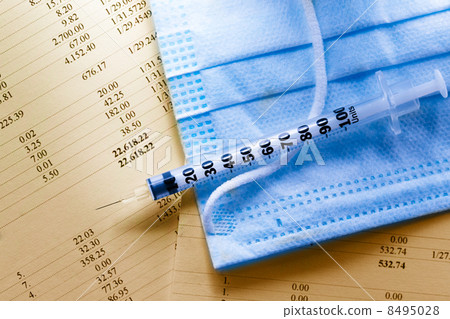 Budget, medical mask and syringe Budget, medical mask and syringe 8495028