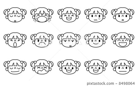 Facial expression of girls 15_ line drawing 8498064