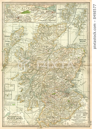 20世紀初的舊地圖“蘇格蘭” 8498577