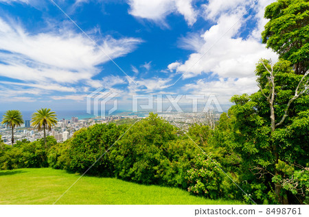 A view from the hill of Hawaii Oahu Tantalus (day) towards Pearl Harbor A view from the hill of Hawaii Oahu Tantalus (day) towards Pearl Harbor 8498761