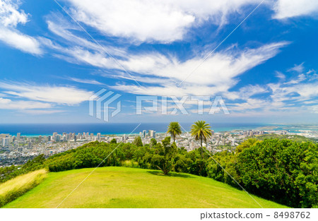 A view from the hill of Hawaii Oahu Tantalus (day) Waikiki city 8498762