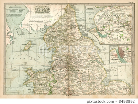 20世紀初的舊地圖“北英格蘭/威爾士” 8498892