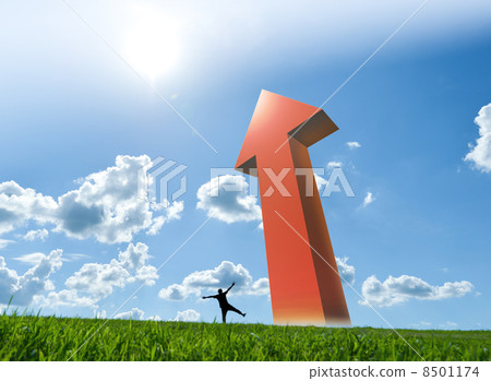 一個拉伸箭頭和一個令人驚訝的人 8501174