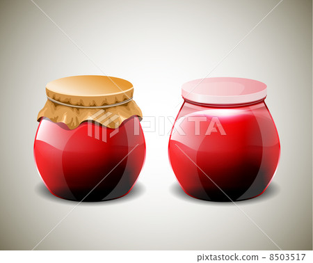Two jar of jam with plastic and paper cap Two jar of jam with plastic and paper cap 8503517