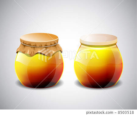 Two jar of jam with plastic and paper cap 8503518