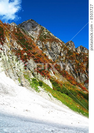 Yezawa Snow River and autumn leaves 8503727