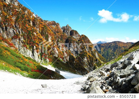 Yezawa Snow River and autumn leaves 8503728